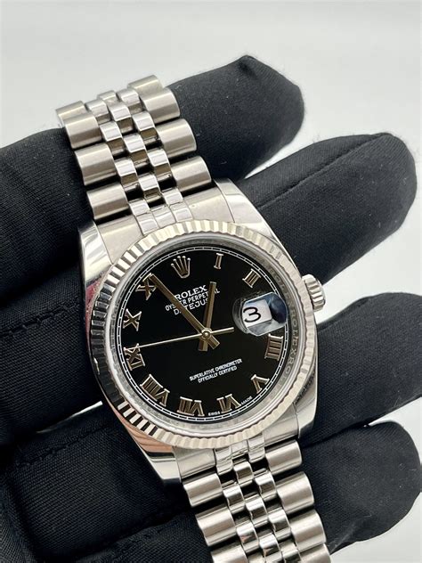 Rolex Datejust 36mm quadrante nero con numeri romani